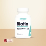 Nutricost Biotin With Folate And Collagen For Women 10,000 mcg- 120 Capsules