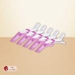 Duckbill Hair Clips Set of 5 pcs, Magenta And White