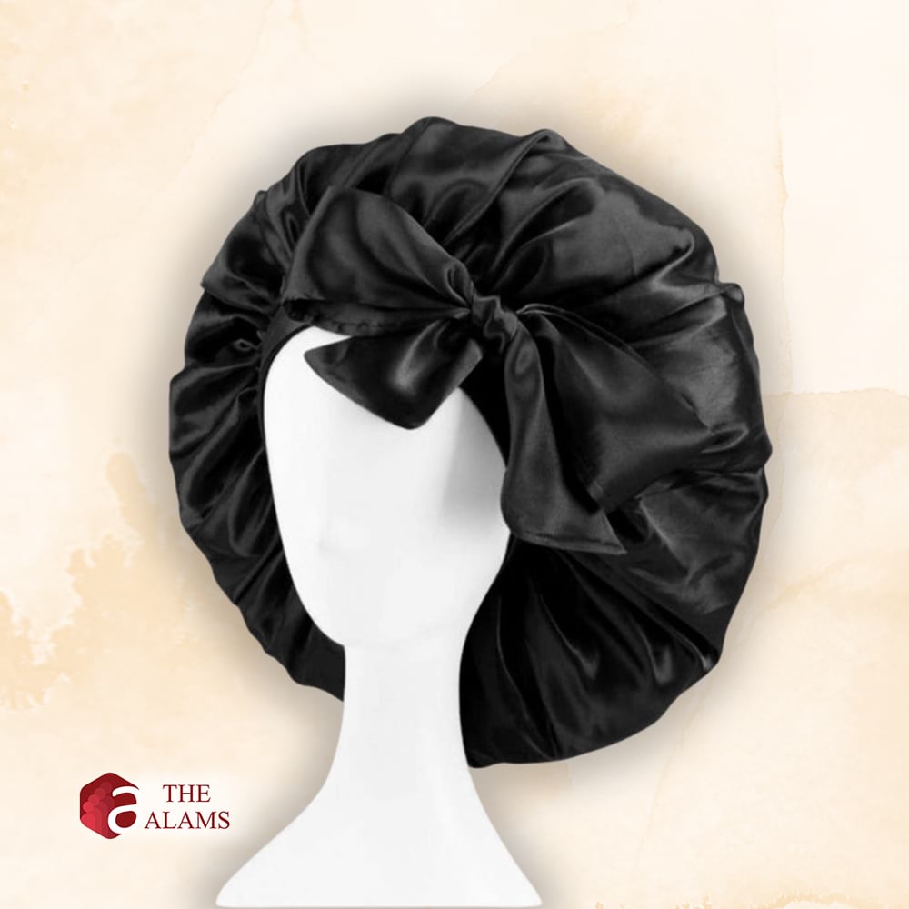 The Alams No-Slip Satin Hair Bonnet, Large Black 1 The Alams No-Slip Satin Hair Bonnet, Large Black