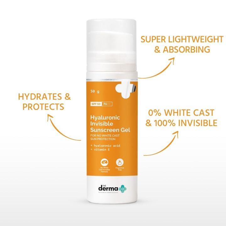 The Derma Co. Hyaluronic Invisible Sunscreen Gel SPF 50 PA+++, 50 g 2 The Derma Co. Hyaluronic Invisible Sunscreen Gel SPF 50 PA+++, 50 g - Image 2
