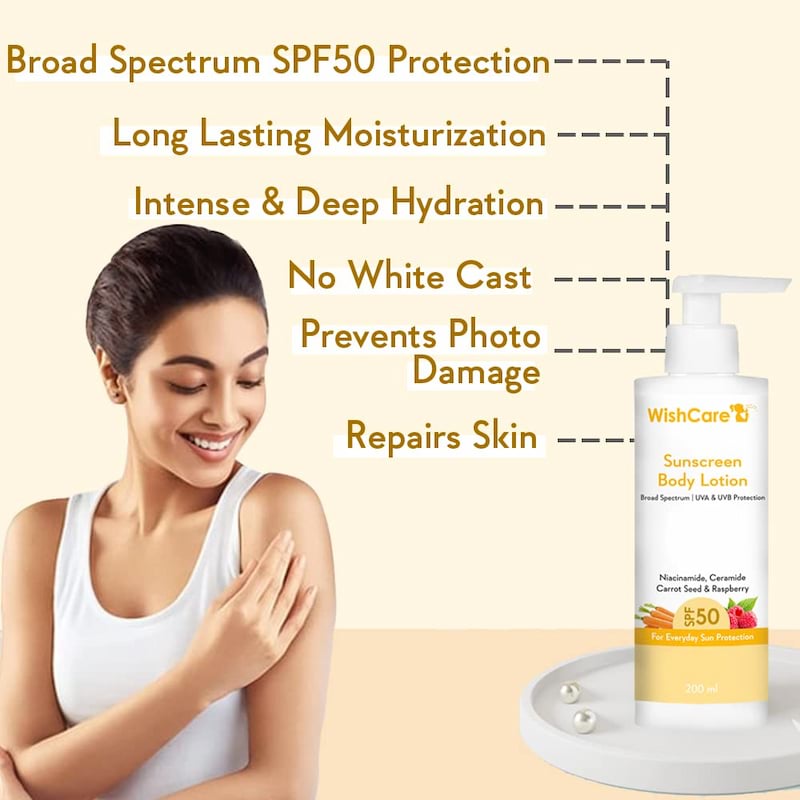 WishCare Sunscreen Body Lotion SPF 50 PA+++, 200 ml 3 WishCare Sunscreen Body Lotion SPF 50 PA+++, 200 ml - Image 3