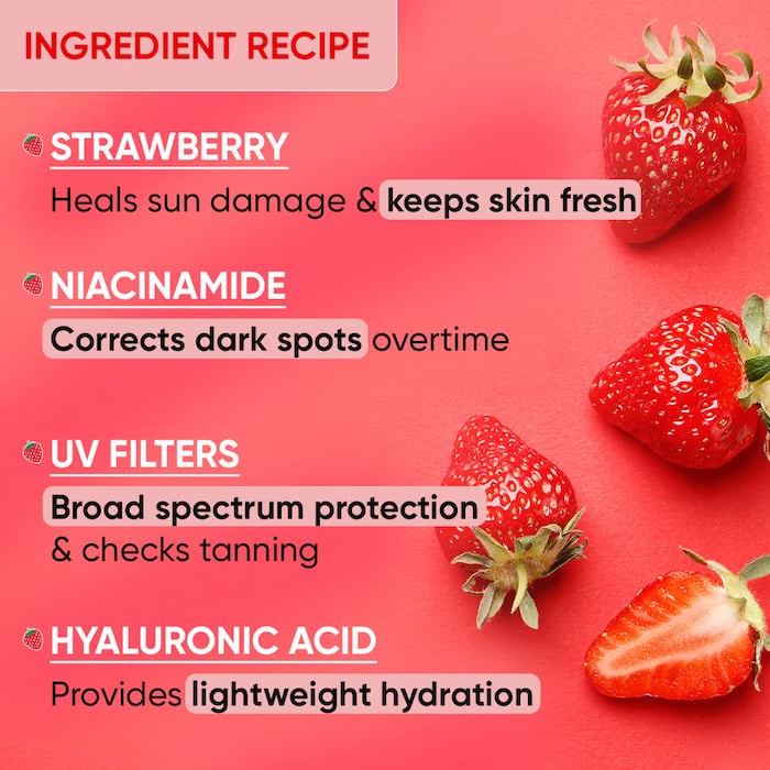 Dot & Key Strawberry Dew Tinted Sunscreen SPF 50+ PA++++ 01 Porcelain, 50 ml 5 Dot & Key Strawberry Dew Tinted Sunscreen SPF 50+ PA++++ Beige, 50 ml