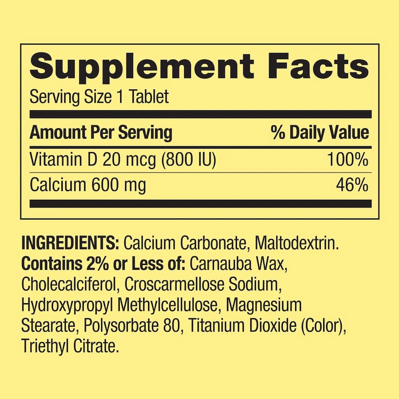Spring Valley Calcium Plus Vitamin D Dietary Supplement 600 mg, 250 Tablets 2 Spring Valley Calcium Plus Vitamin D Dietary Supplement 600 mg, 250 Tablets - Image 2