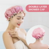 Double Layer Waterproof Shower Cap Baby Pink 1