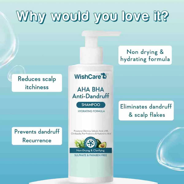 Wishcare AHA BHA Anti Dandruff Shampoo, 250 ml 4 Wishcare AHA BHA Anti Dandruff Shampoo, 250 ml - Image 4