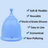 Shordy Medical Grade Silicone Menstrual Cup Blue Size S 3 1